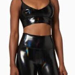 GOOD AMERICAN Hologram Faux Leather workout set